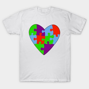 Asperger's Syndrome Heart Colorful Puzzle T-Shirt